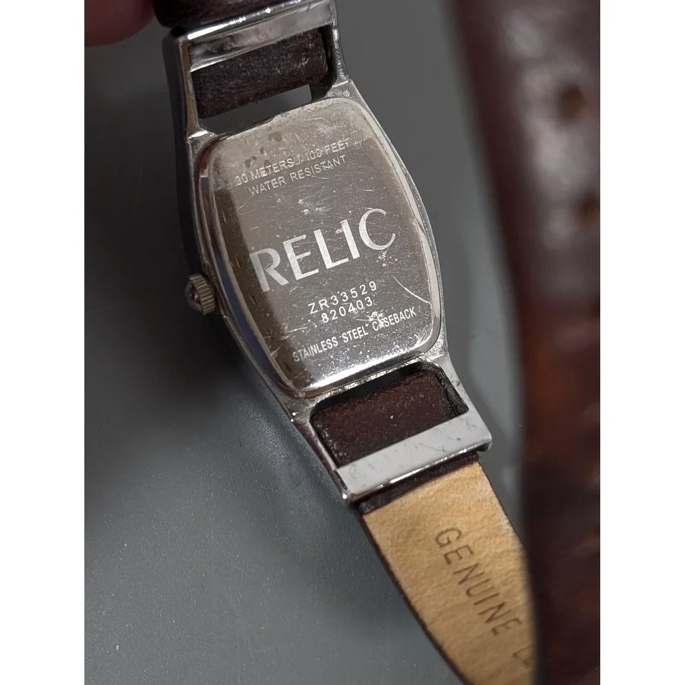 Relic Folio‎ Watch Womens Brown Silver ZR33529 Leather Strap